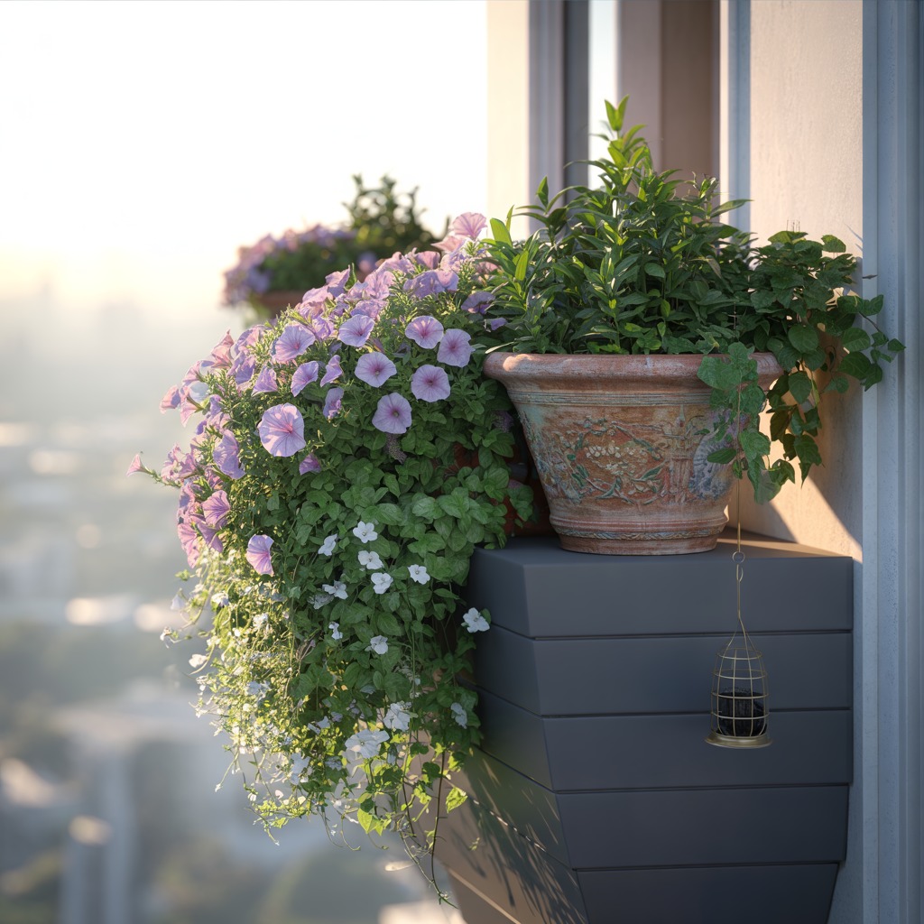 Elegant balcony arrangement with various plants