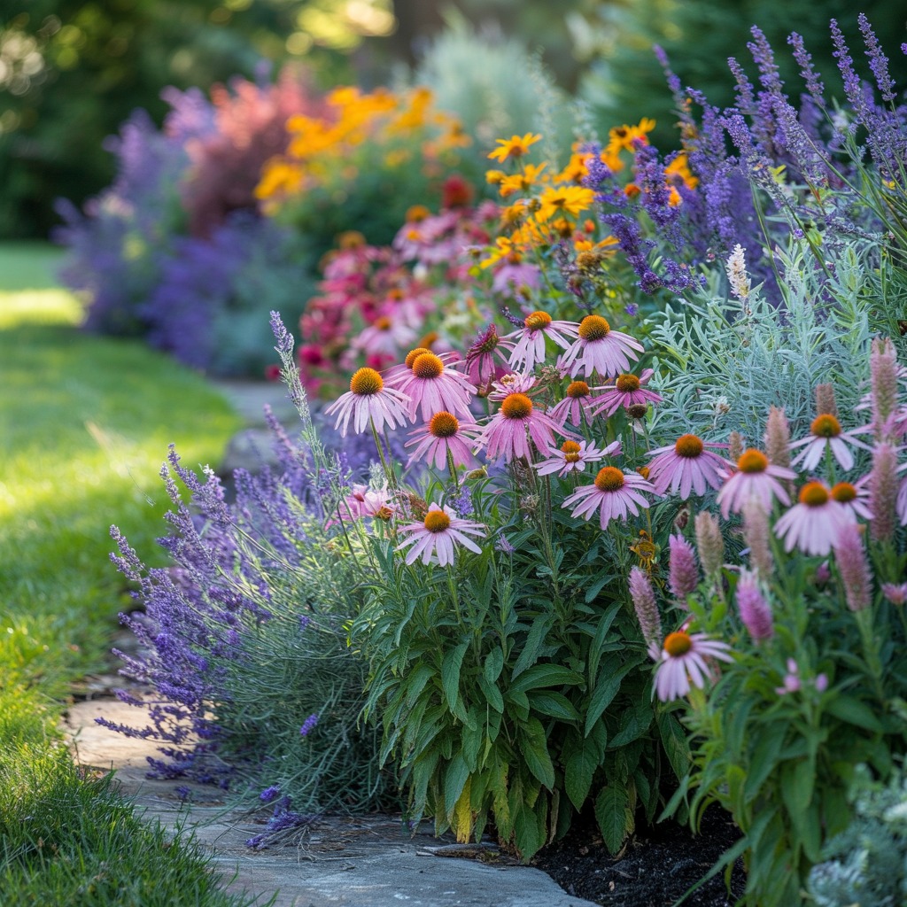 Colorful perennial flowerbed design