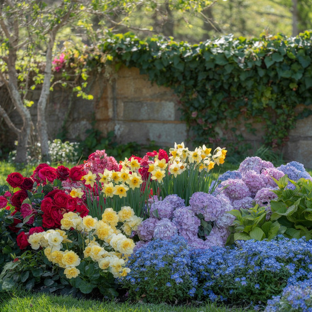 Professional flowerbed design and arrangement